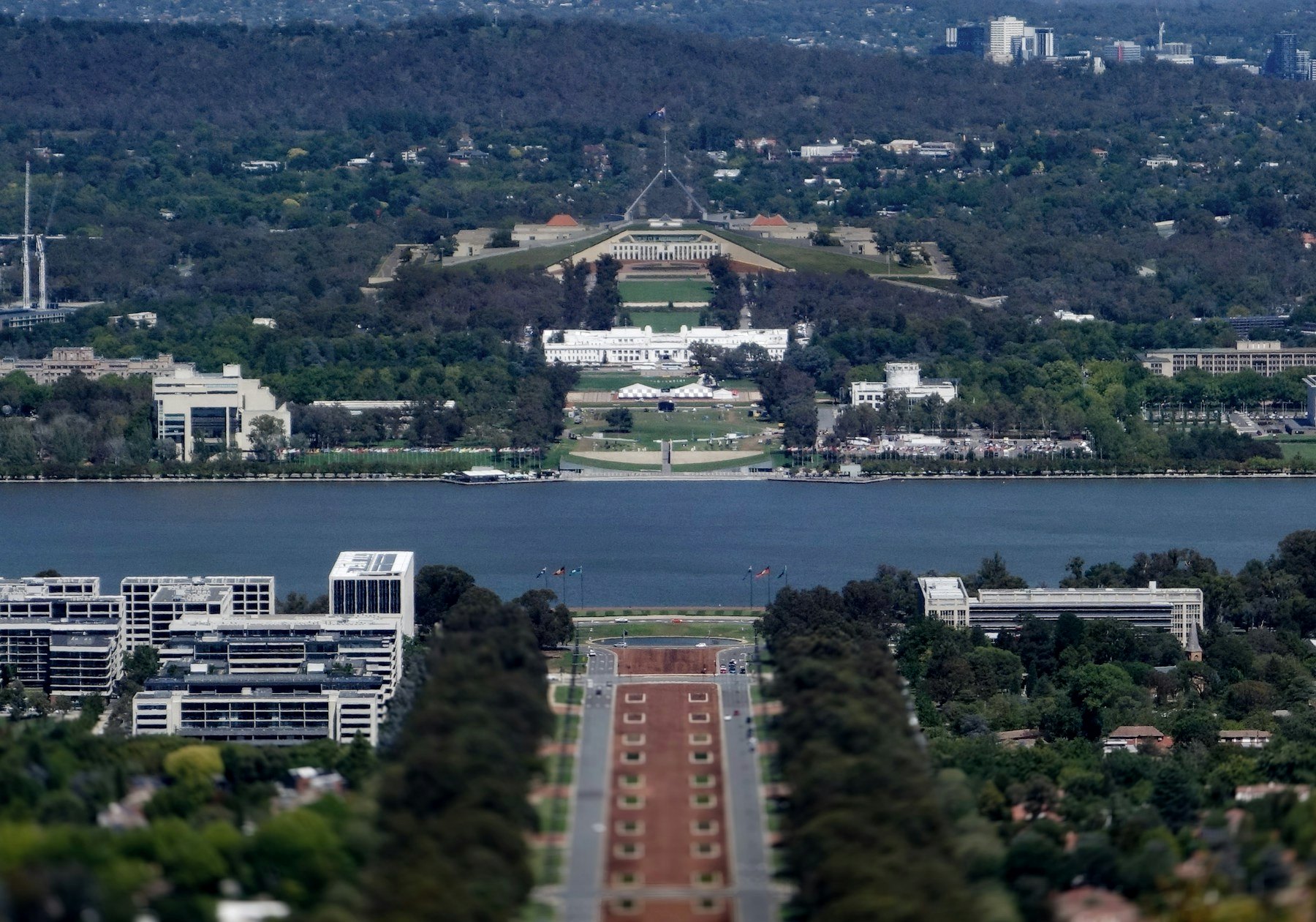 Canberra and Lake Burley Griffin from Mount Ainslie at golden hour
